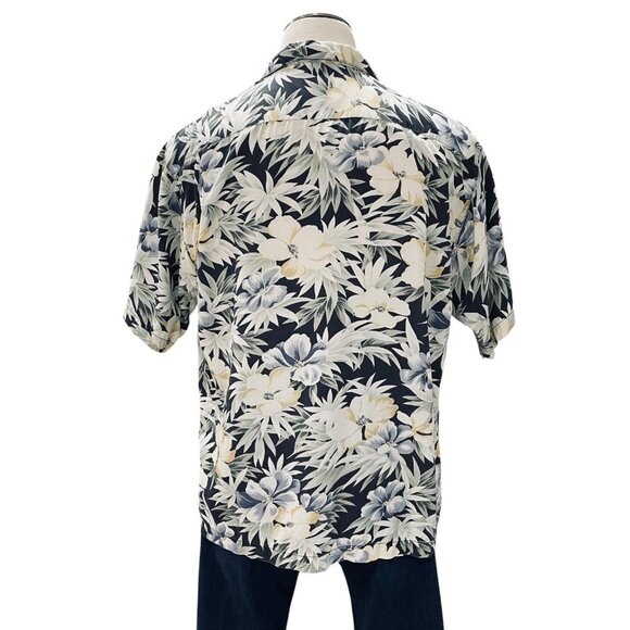 Tommy Bahama Hawaiian Shirt Large Rayon Aloha Floral Print Made In Hong Kong - Picture 7 of 7